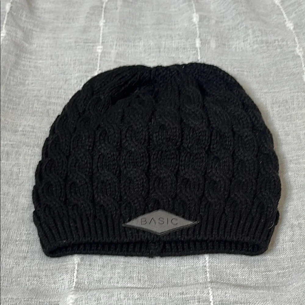 Black Cable Knit Beanie by Richardson Tagged 